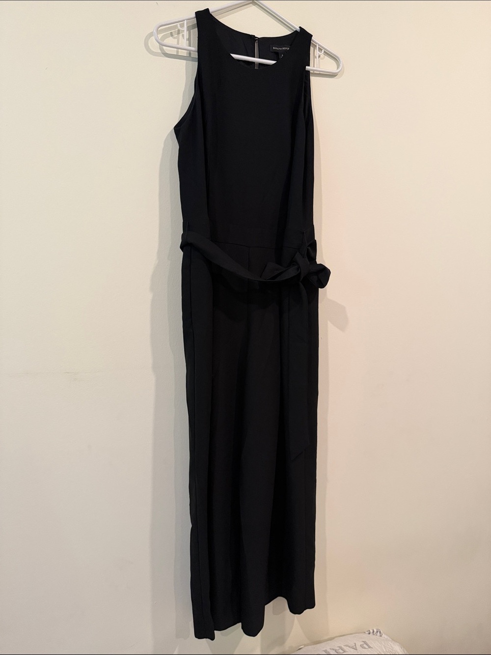 Banana Republic Black Sleeveless Maxi Jumpsuit-Style Dress with Waist Tie